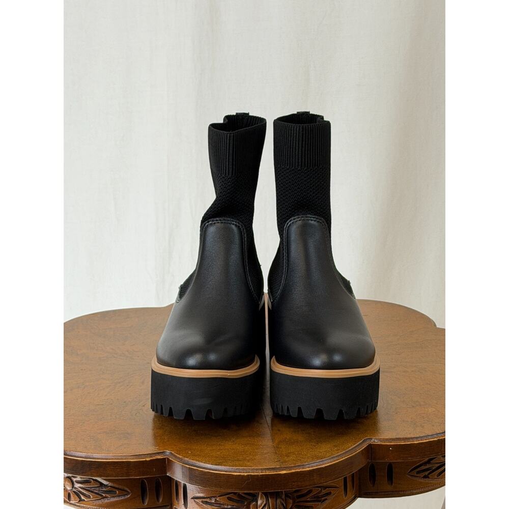 NIB ALL BLACK Black Flatform Sock Chelsea Platform Boots #0373 EU 39 - Picture 3 of 8